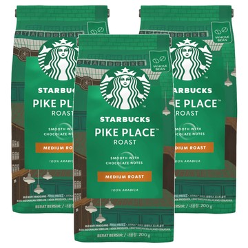 STARBUCKS 星巴克 派克市場烘焙咖啡豆  咖啡豆(無研磨)  200g  3包
