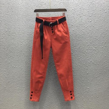 休閑哈倫褲女歐貨2025春秋新款百搭顯瘦松緊腰牛仔褲小腳蘿卜褲子