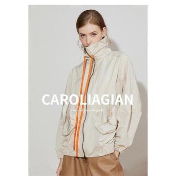 Carolingian英國小眾設計師！精工短款風衣女 簡約腔調時尚外套秋