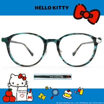HELLO KITTY▪︎經典｜捉迷藏小配飾 波士頓框眼鏡｜森林綠