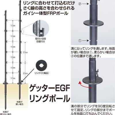 電気柵 支柱 ポール 末松電子 ゲッターEGFリングポール 50本入 ガイシ一体型FRPポール 電柵