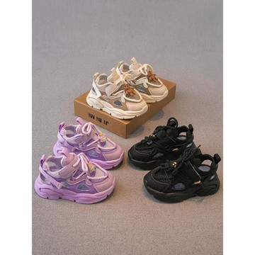 兒童運動涼鞋包頭2025夏季新款男童鞋子女童沙灘鞋中大童鏤空網面