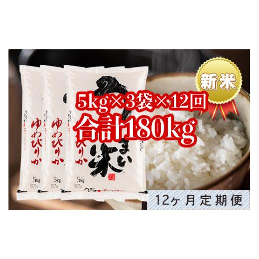 ふるさと納税 北海道 雨竜町 うりゅう米「ゆめぴりか」5kg×3袋 定期便！毎月1回・計12回お届け