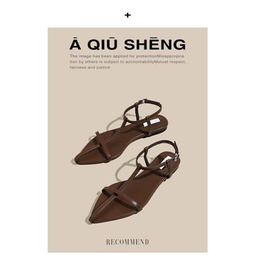 2025年夏季新款小眾設計低跟羅馬涼鞋時尚十字帶尖頭露趾女沙灘鞋