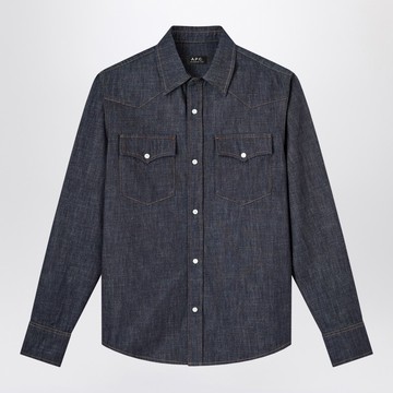 Indigo blue denim Western shirt