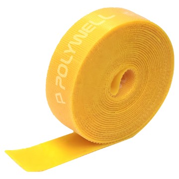 POLYWELL 寶利威爾 魔鬼氈束線帶 PW15-T65-0718 300 x 2cm 黃色  1捲