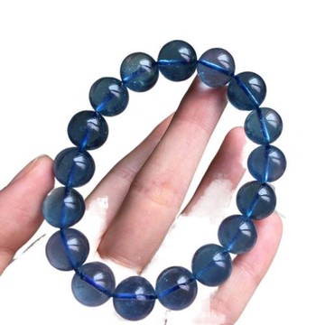 天然巴西海藍寶水晶手鏈女款冰種魔鬼藍海藍寶石手串藍色水晶手串