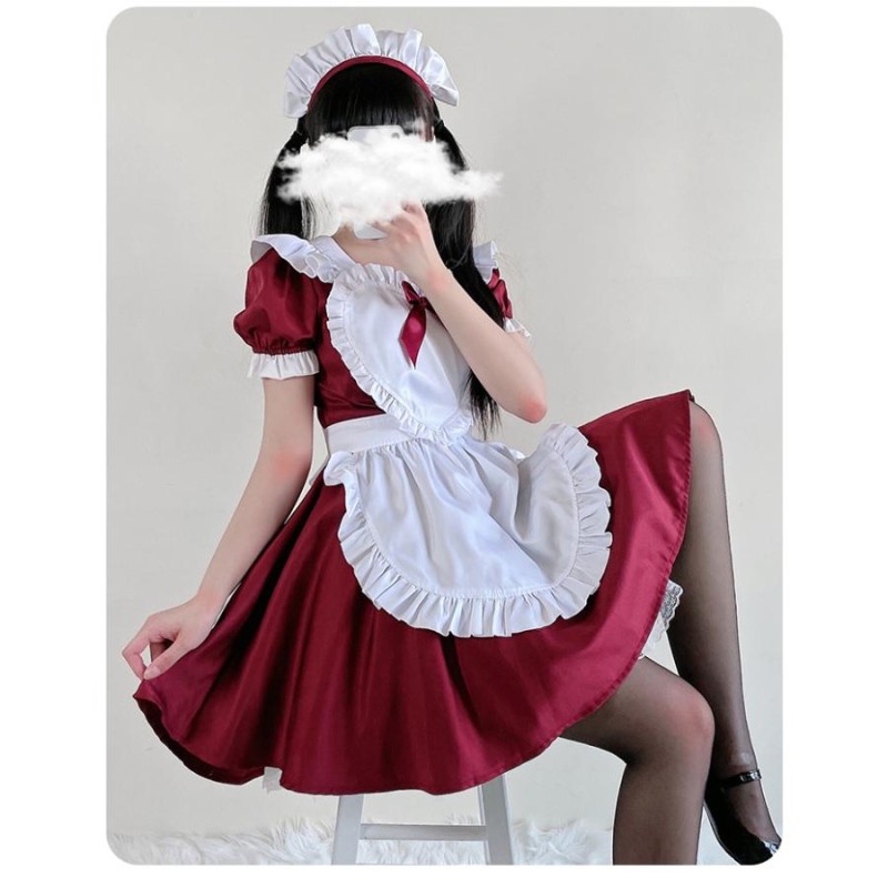 送料無料 メイド服 4点セット ロリータメイド ハロウィン仮装コスプレ衣装ワンピースとエプロンとカチューシャ レディース コスチューム セット コス全店二点 