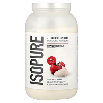 Isopure, 零碳水化合物蛋白質粉，草莓和奶油味，3 磅（1.36 千克）