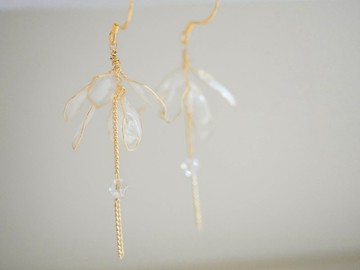 【花溫】白霜晶透。透白。施華洛角珠。耳勾/耳夾