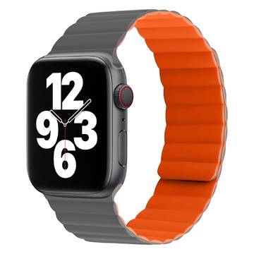 POLYWELL 寶利威爾 磁吸硅膠錶帶 PW15-T65-0544  Apple Watch 38/40/41mm適用  深灰色 + 橙色  1條