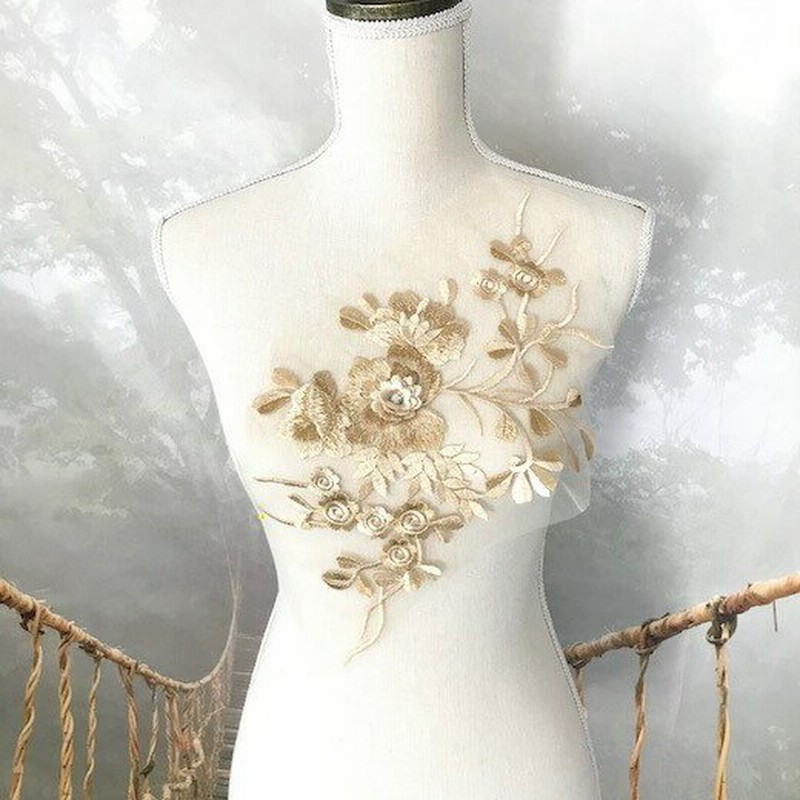 1047円 でおすすめアイテム。 3D 花 ゴールド 刺繍 チュール モチーフ ハンドメイド 衣装 装飾
