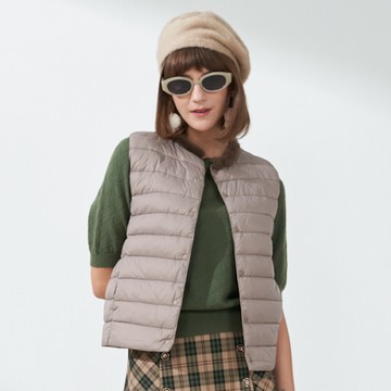 CLL巧玲瓏 保暖毛領羽絨背心(卡其色) 5244407