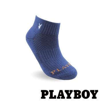 【襪款任選3雙$299 、6雙$511】PLAYBOY  刺繡純色機能運動男襪-牛仔藍(BF6719)