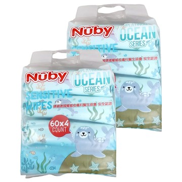 Nuby 海洋系列 極厚柔濕巾 60張  4包  2袋