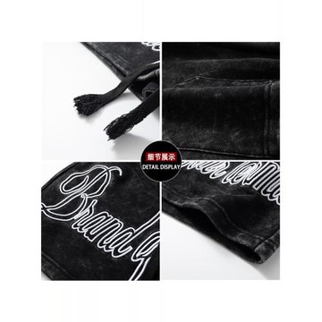 美式街頭水洗做舊休閑運動籃球短褲字母刺繡直筒五分褲子男潮流款