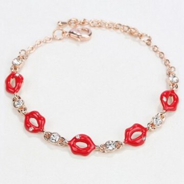 現貨+預購 玫瑰金手環貓眼石純銀手鍊-性感迷人唇印造型女飾品七夕情人節生日聖誕節交換禮物7色73ak66【獨家進口】【米蘭精品】