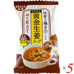 フリーズドライ スープ 即席スープ 国産3種きのこと高知県産黄金生姜スープ みそ仕立て 8.2g 5個セット イー・有機生活 送料無料