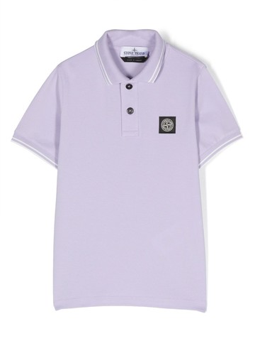 Stone Island Junior - Compass-patch tipped polo shirt - kids - Elastane/Cotton - 2 yrs - Purple