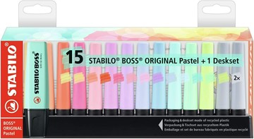 STABILO BOSS波士經典15色桌上展示組(馬卡龍色)7015-01-5【APP滿額下單10%點數(單一帳號最高5000點)】1/31止