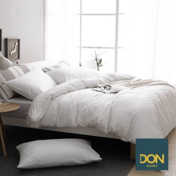 DON極簡生活-晨光白 雙人四件式200織精梳純棉被套床包組