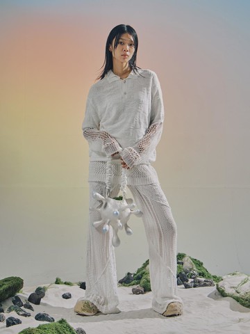 Lace Patchwork Wide Pants [Ivory]