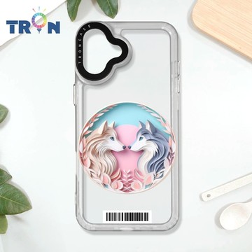 TRON iPhone 16 PLUS 可愛紙雕哈士奇 防摔太空載具殼 透白 軟硬 手機殼
