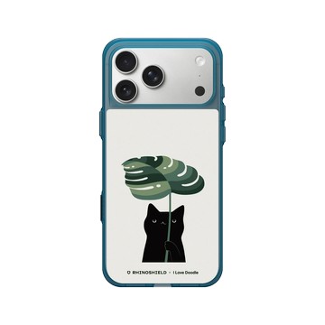 iPhone 17 Pro Max Clear (相機按鈕) 夜幕藍 - ilovedoodle (Lim Heng Swee) - Cat and Plant - Umbrella