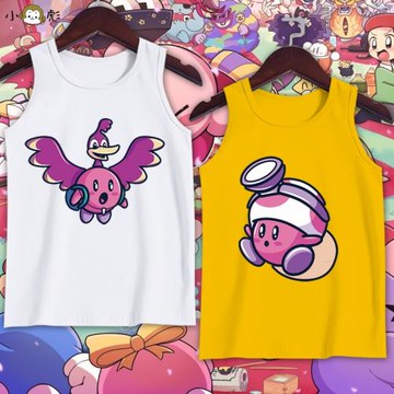 星之卡比任天堂游戲周邊無袖t恤衫男女學生大中小兒童裝純棉背心