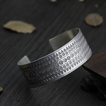 純銀手環 復古泰銀手鍊-時尚個性獨特圖騰生日情人節禮物女飾品73gg92【獨家進口】【米蘭精品】