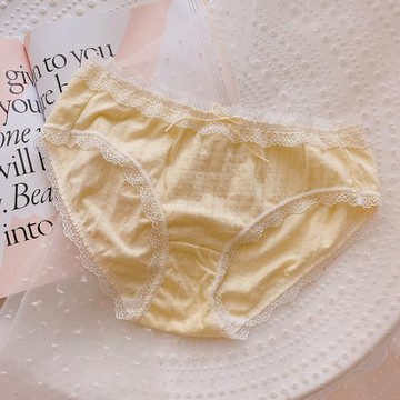 青提薄荷~純欲風柔軟透氣棉內褲蕾絲花邊蝴蝶結女生日系簡約短褲