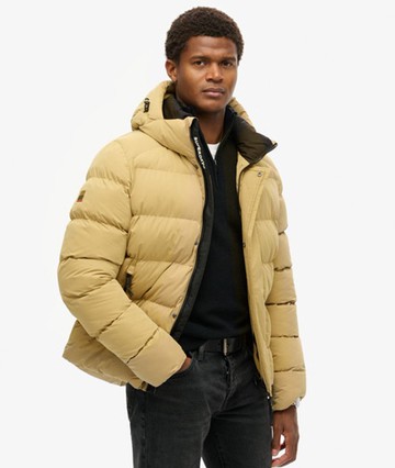 Superdry Men's Hooded Microfibre Sport Puffer Jacket Yellow Size: XL