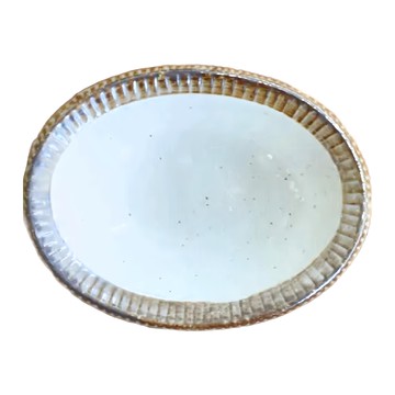 橢圓皿 日本制陶瓷餐具  5吋(15 x 11.8 x 4.5cm)  梨地刻十草系列  1個