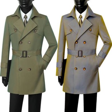 反光變色龍風衣男2025春秋男薄款修身風衣帥氣英倫風外套韓版中長