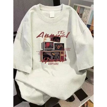 冰絲索羅娜涼感短袖t恤男女款寬松美式復古T恤衫上衣夏季五分半袖