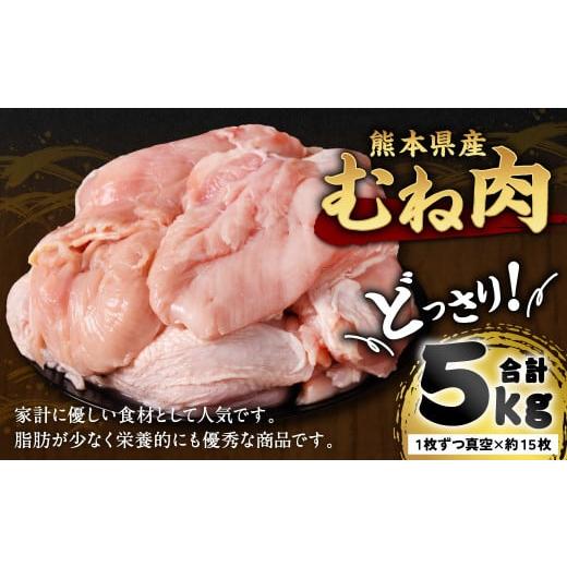 ふるさと納税 熊本県 八代市 熊本県産 鶏むね肉 5kg 真空パック 約15枚 鶏肉 ムネ肉 冷凍