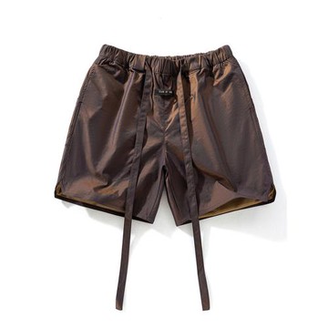 美式潮牌高街反光鐳射短褲男女士休閑情侶工裝褲寬松五分沙灘褲子