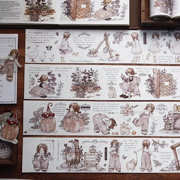 小鎮秘語 復古人物/動物/鄉村 PET 和紙膠帶