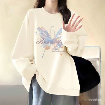 🌷韓版大學t 設計感 大尺碼女裝 純棉衛衣 長袖衛衣 長袖上衣 刷毛衛衣 重磅大學t 寬鬆上衣 長袖t 衛衣女