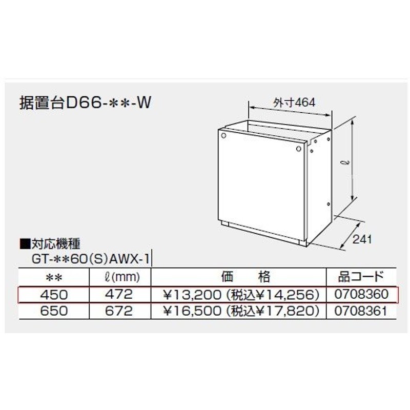 新商品 ノーリツ ガスふろ給湯器 部材 0708360 据置台D66-450-W discoversvg.com