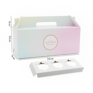 三粒蛋糕提盒(含底托)-50/8入【良鎂咖啡餐飲烘焙批發】