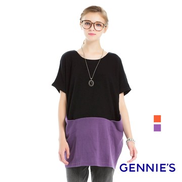 Gennies奇妮 拼接飛鼠袖上衣(紫/橘C3A69)
