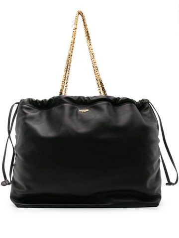 Moschino - logo-appliqué leather bucket bag - women - Sheepskin - One Size - Black