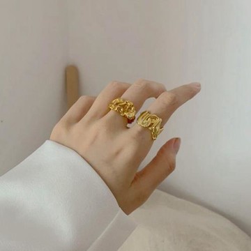 小眾復古黃銅不規則男女戒指INS潮時尚個性百搭冷淡風開口食指戒