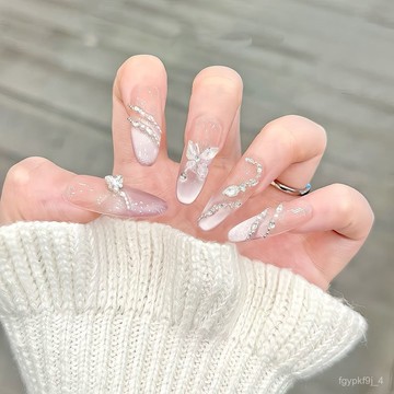 🎁高定蝴蝶🎁九紫離火純手工光療穿戴甲冰透蝴蝶靈蛇紫色貓眼美甲貼片溫柔顯白新年穿戴甲顯白美甲片高級感穿戴甲 FSJM