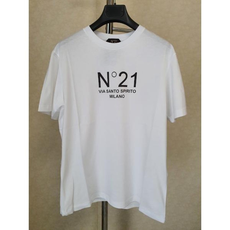 N°21 ヌメロ ヴェントゥーノ メンズ ロゴ MILANO コットン Tシャツ ホワイト F0316334 | LINEブランドカタログ