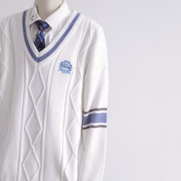【刺篇】原創學院風JK/DK制服男女針織長袖V領套頭毛衣外套秋冬款