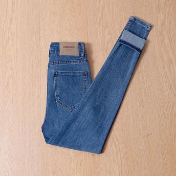 復古藍高腰小腳牛仔褲女緊身2025春秋新款彈力修身顯瘦加絨鉛筆褲