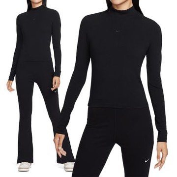 Nike AS NSW NK Chll Knt Mock Tee 女款 黑色 修身 微立領 長袖 HV5028-010