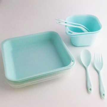 Truvii｜湖水藍抗菌餐具組( 附網袋 )